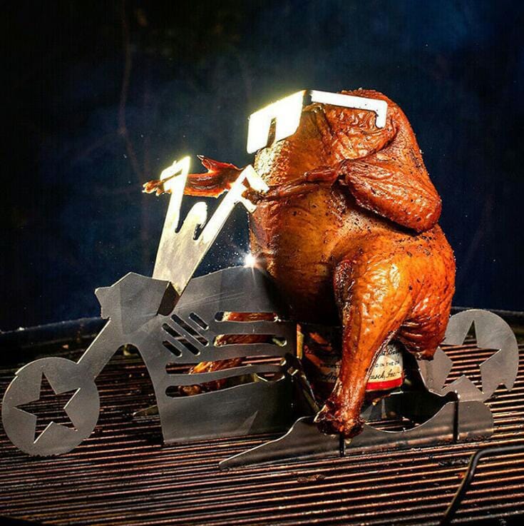 Route 66 Beer Can Motorcycle BBQ Steel Rack Roast Chicken Rack Grilling Roast Rack