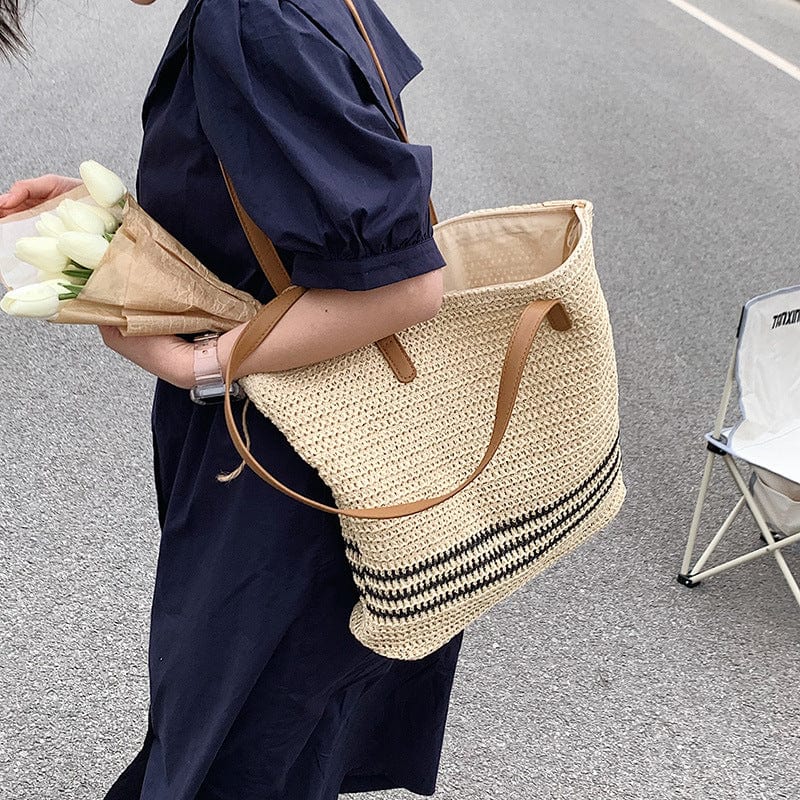 Stripped Summer Straw Bag