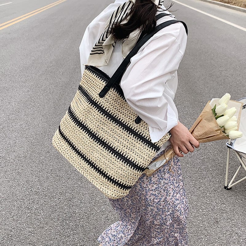 Stripped Summer Straw Bag