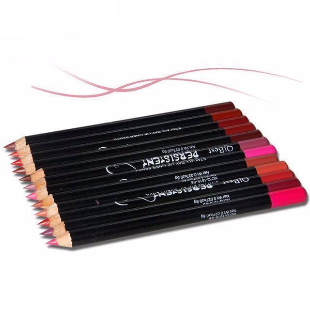 12pc Professional Long Lasting Multi-Functional Lipliner Eyebrow's Pencil Waterproof Lip Eye Brow