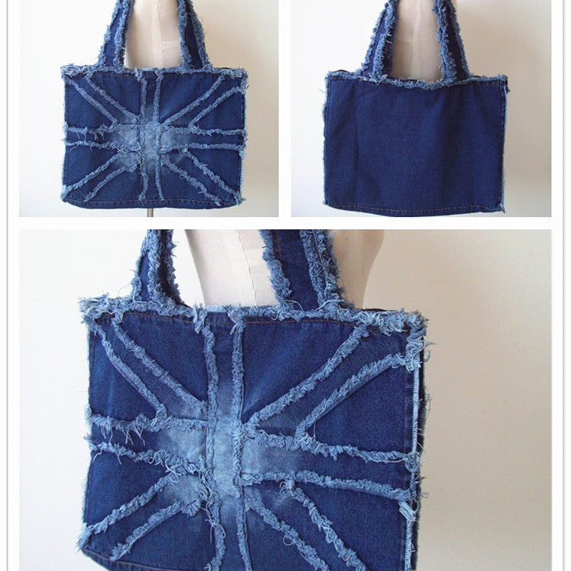 Denim Washed Jeans Oversized Canvas Tote Bag