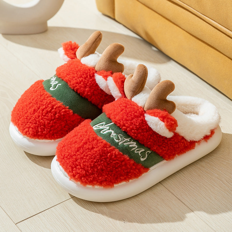 Red Elk Christmas Slippers