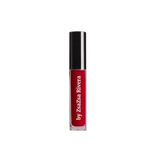 Close-up of shimmering glitter lip gloss in a sleek tube, offering a dazzling, high-shine finish for glamorous lips.