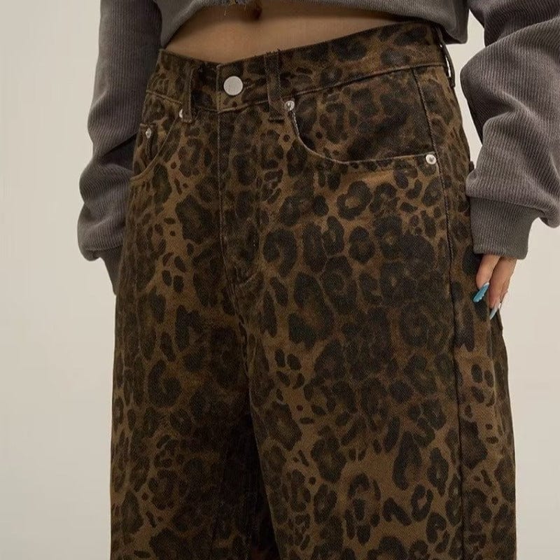 Vintage Leopard Print Jeans for Women
