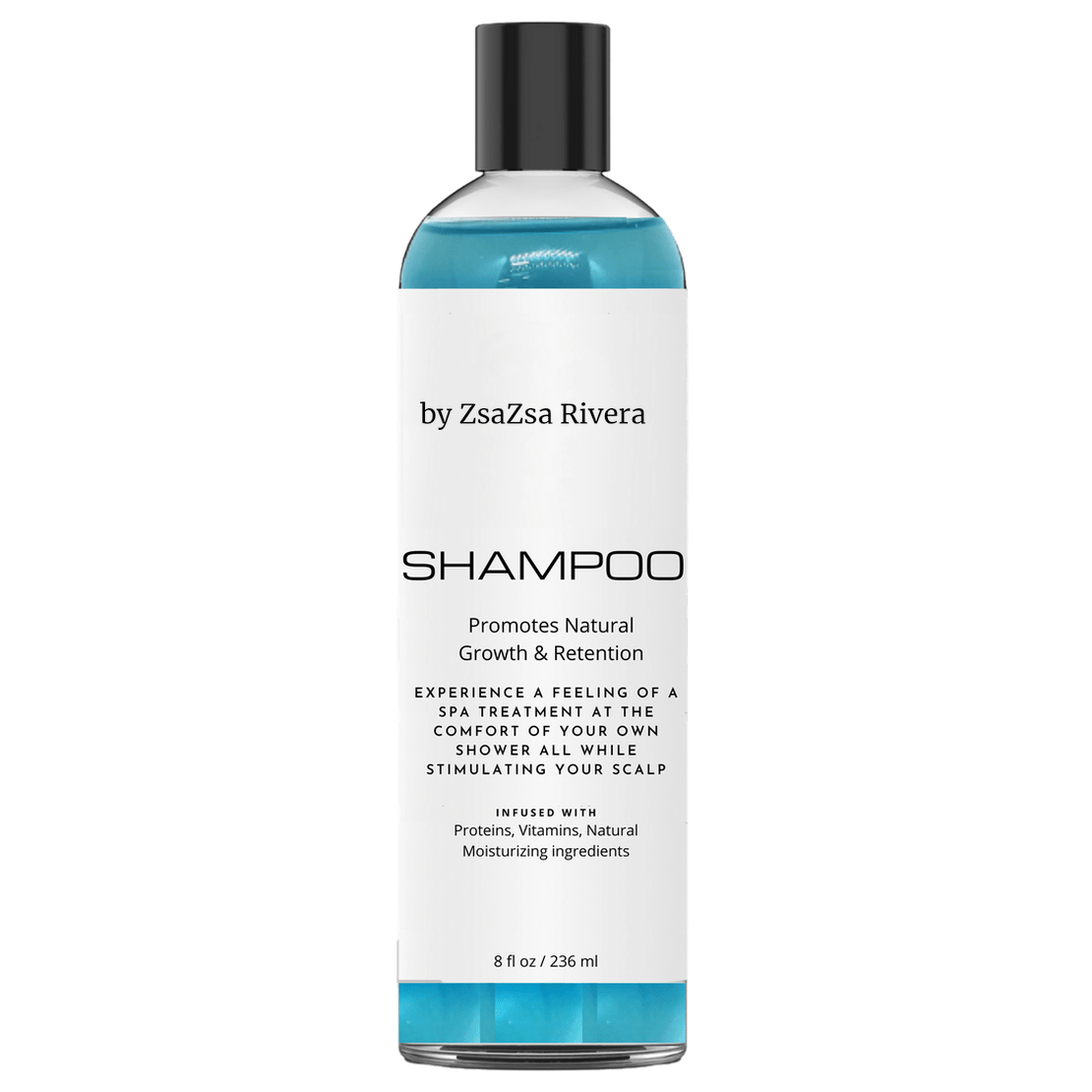 Scalp Stimulating Shampoo bottle with key ingredients displayed