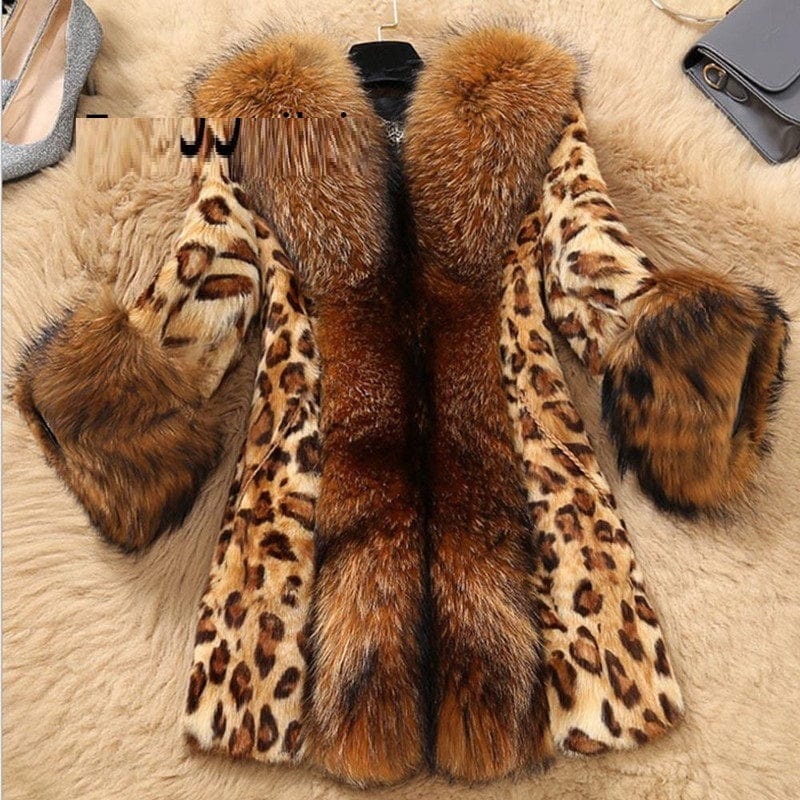 Mid Length Leopard Print Coat - Stylish women's coat featuring a bold leopard print pattern, mid-length design, lapel collar, double-breasted closure, and side pockets for a chic and versatile look