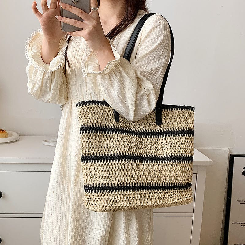 Stripped Summer Straw Bag